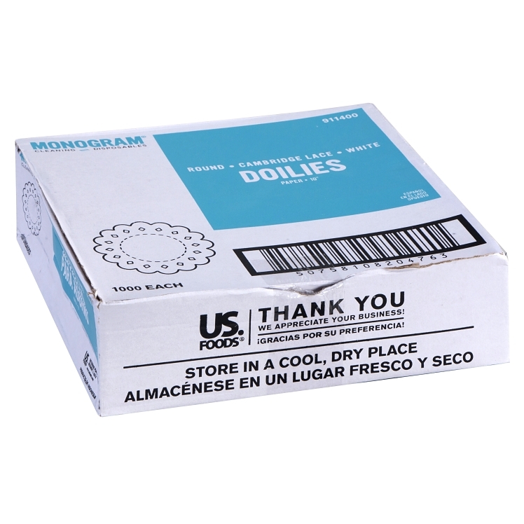 MONOGRAM 10 ROUND CAMBRIDGE WHITE LACE DOILY PAPER