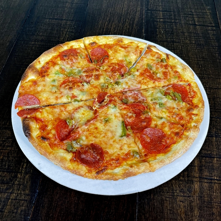 MONOGRAM CIRCLE, PIZZA 12 INCH CORRUGATED WHITE