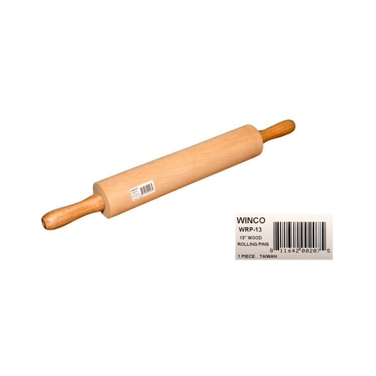 WINCO BARREL ROLLING PIN 13 INCH WOOD NATURAL ROUND