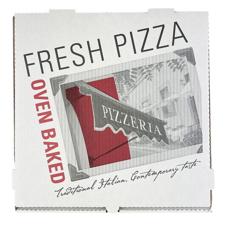 MONOGRAM14 PIZZA BOX B FLUTE WHITE/KRAFT CAFE ITALIANO STOCK PRINT