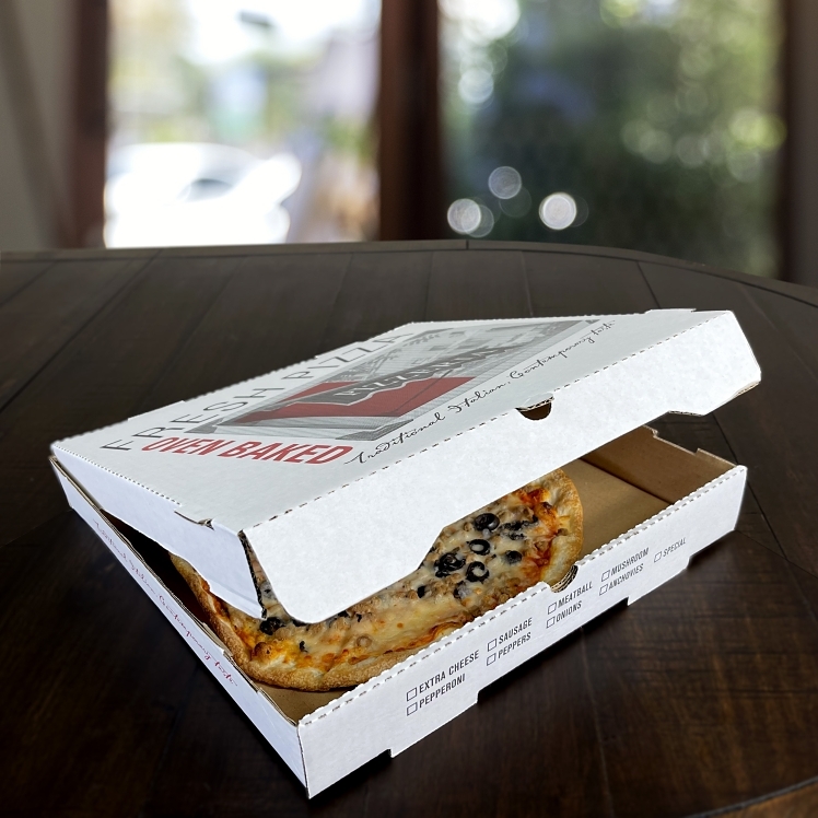 MONOGRAM14 PIZZA BOX B FLUTE WHITE/KRAFT CAFE ITALIANO STOCK PRINT