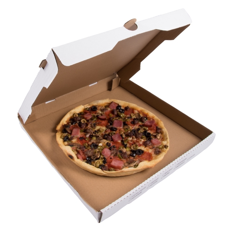 MONOGRAM14 PIZZA BOX B FLUTE WHITE/KRAFT CAFE ITALIANO STOCK PRINT