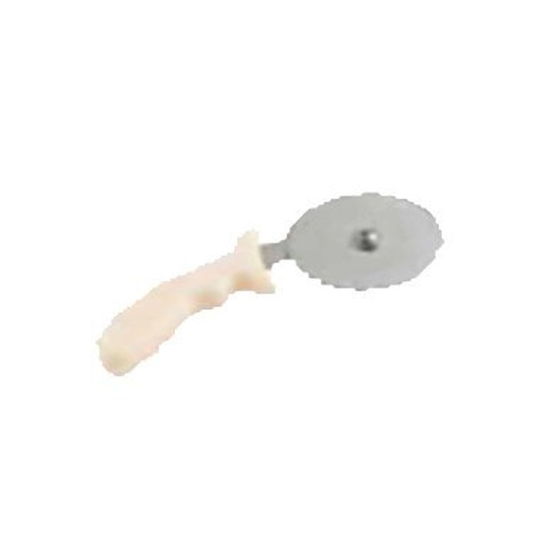 WINCO CUTTER, PIZZA STAINLESS STEEL WHITE POLYPROPYLENE HANDLE 4 INCH