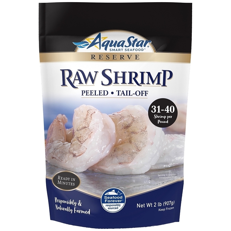AQUA STAR PEELED TAIL-OFF WHITE SHRIMP 31-40 LB