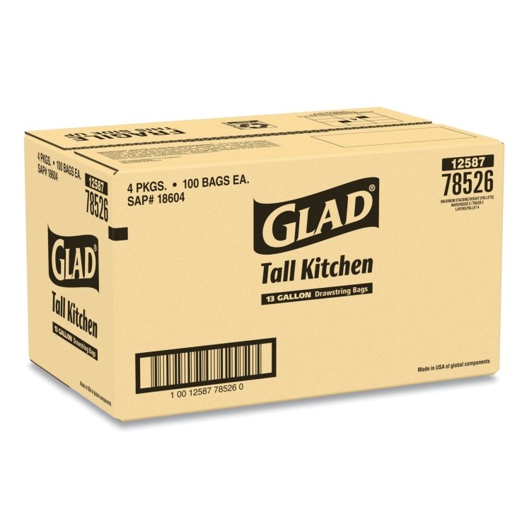 GLAD KITCHEN DRAWSTRING BAGS 13 GAL CAN LINER