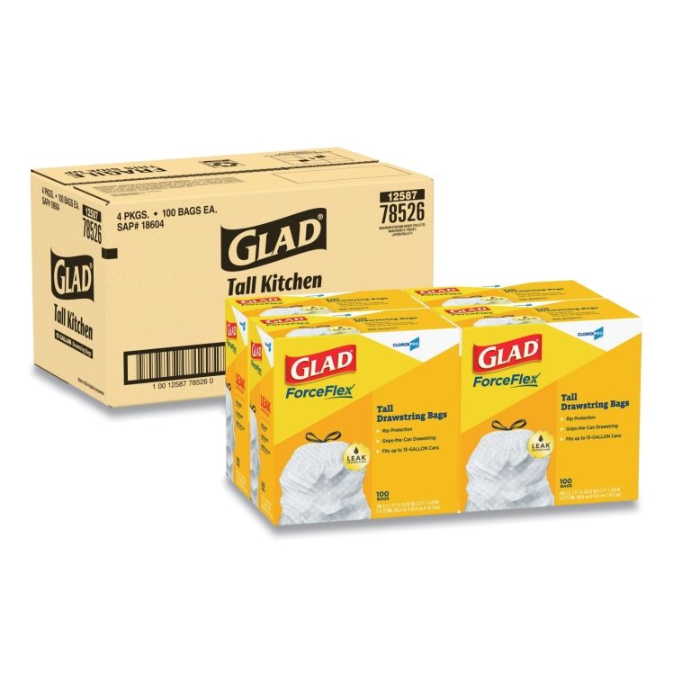 GLAD KITCHEN DRAWSTRING BAGS 13 GAL CAN LINER