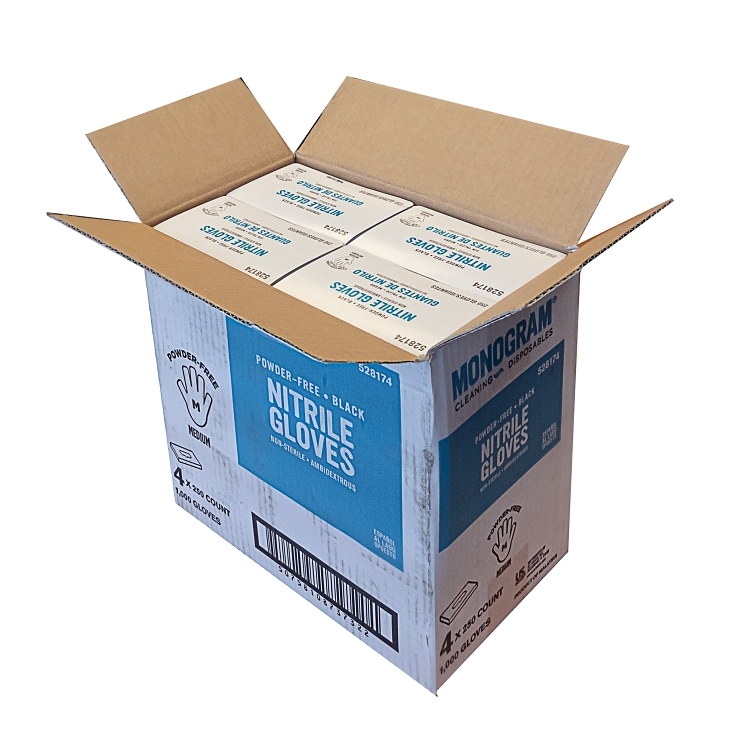 MONOGRAM BLACK AMBIDEXTROUS POWDER-FREE MEDIUM NITRILE GLOVE