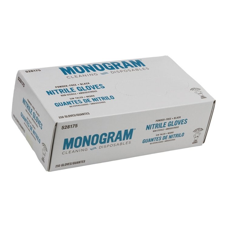 MONOGRAM LARGE POWDER FREE BLACK NITRILE GLOVES