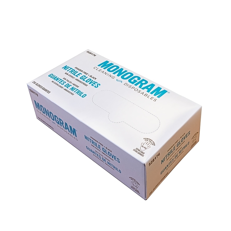 Monogram Nitrile Powder-Free Gloves Extra-Large Black
