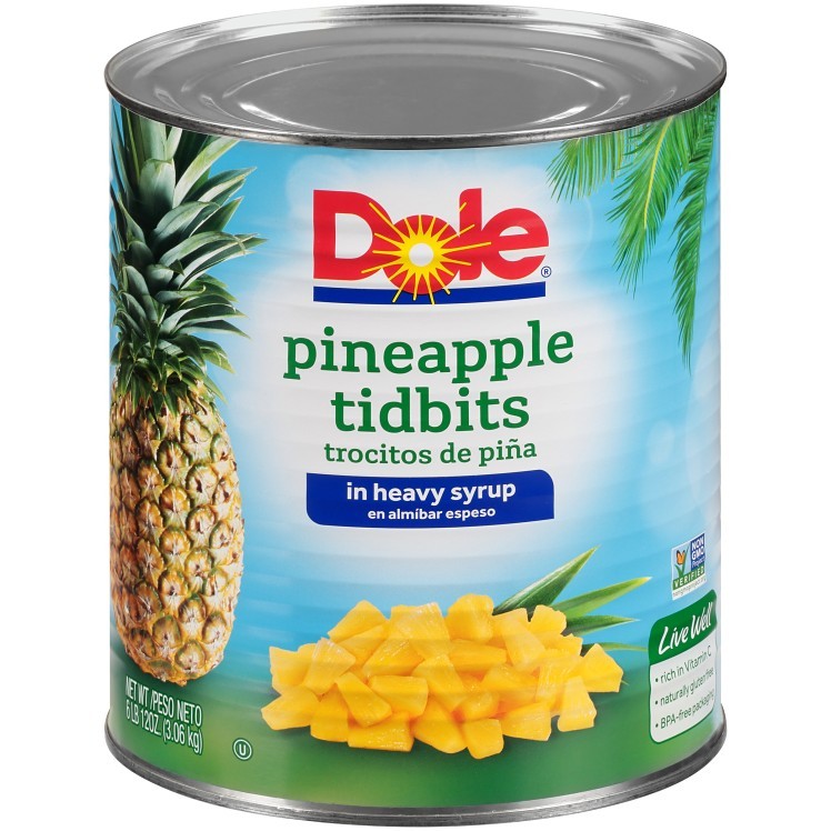DOLE PINEAPPLE TIDBIT IN HEAVY SYRUP CANNED