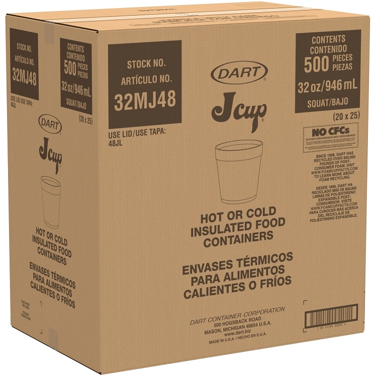 DART 32 OZ SQUAT FOAM FOOD CONTAINER