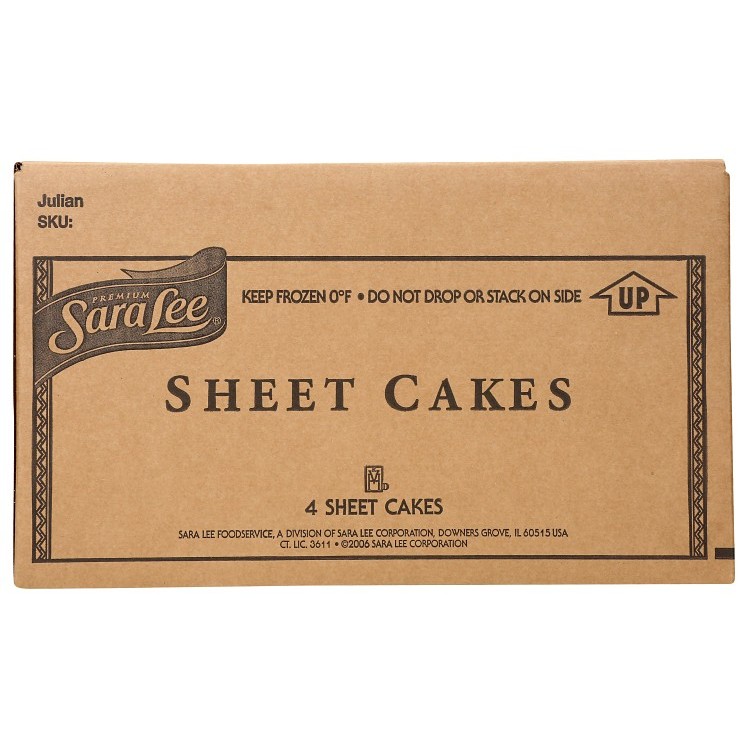 SARA LEE CHOCOLATE CAKE HALF SHEET ICED UNSLICED