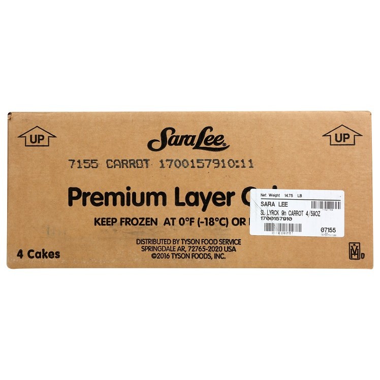 SARA LEE LAYERED CARROT CAKE ICED 9 INCH UNSLICED