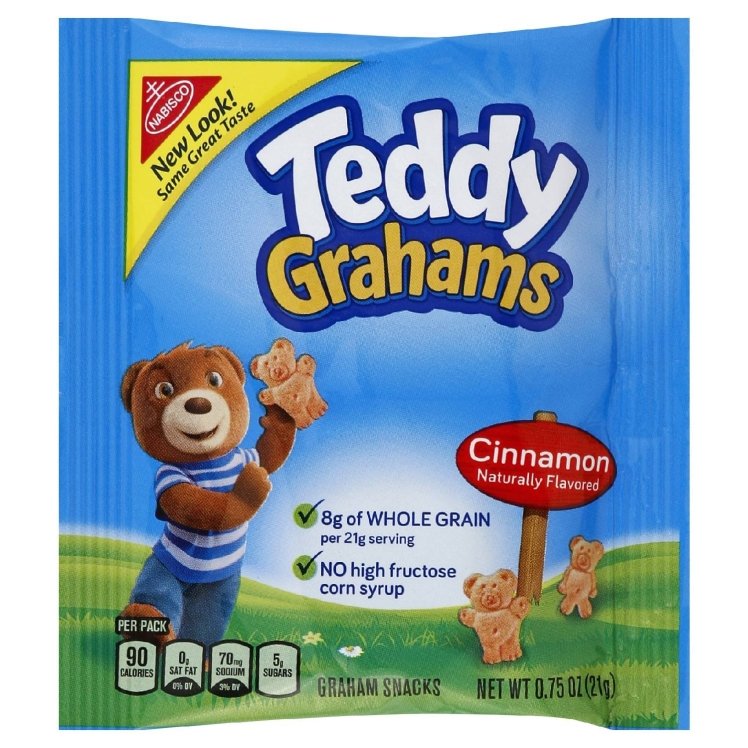 TEDDY GRAHAMS CRACKER GRAHAM CINNA BEAR SHAPED SINGLE SERVE