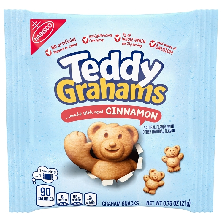 TEDDY GRAHAMS CRACKER GRAHAM CINNA BEAR SHAPED SINGLE SERVE
