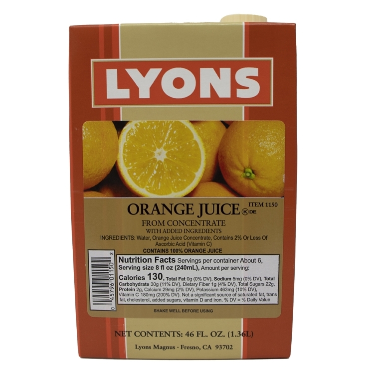 LYONS MAGNUS READY TO SERVE 100% ORANGE JUICE