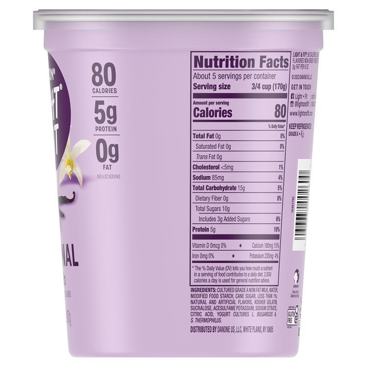 DANNON LIGHT & FIT YOGURT VANILLA BLENDED FAT FREE