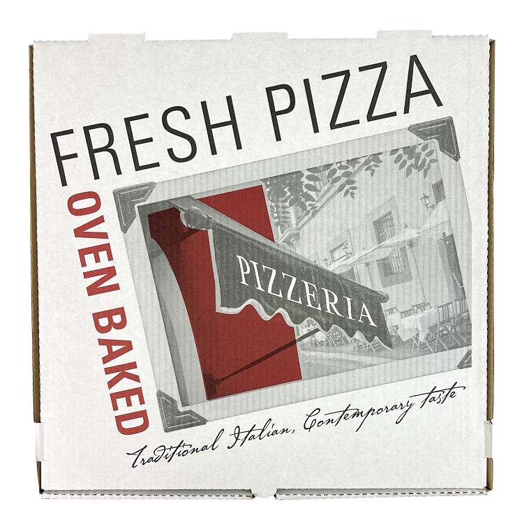 MONOGRAM BOX, PIZZA 18 B FLUTE WITH KRAFT CAFITLN