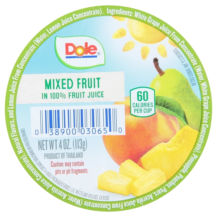 DOLE FRUIT MIX, BITE IN JUICE SHELF STABLE PLASTIC