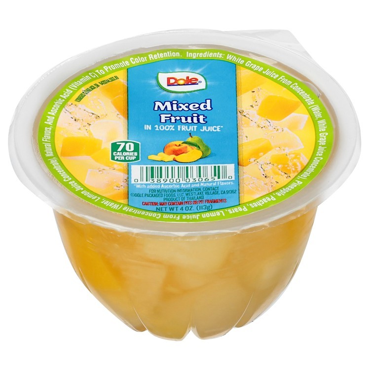 DOLE FRUIT MIX, BITE IN JUICE SHELF STABLE PLASTIC