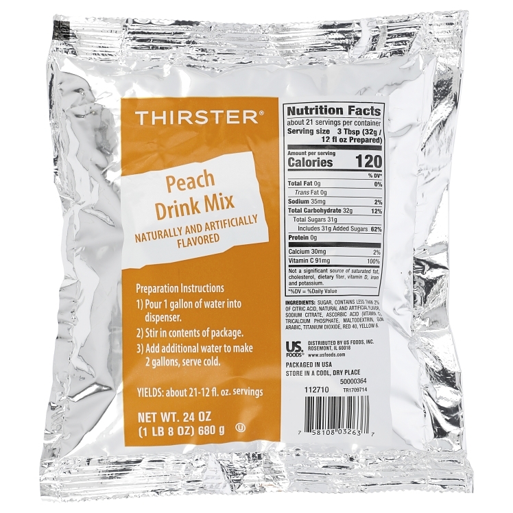 THIRSTER POWDERED PEACH DRINK MIX 2 GALLON YIELD
