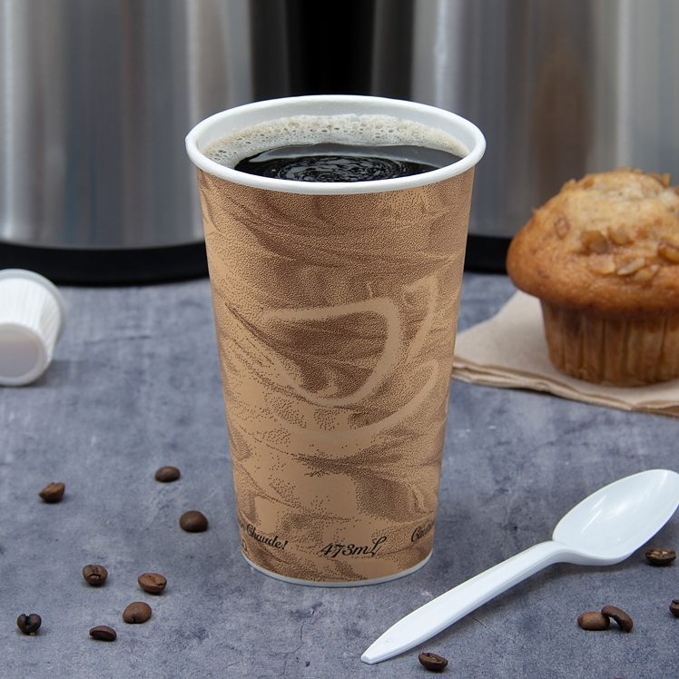 DART 16 OZ SINGLE POLY COATED HOT MISTIQUE STOCK PRINT PAPER CUPS