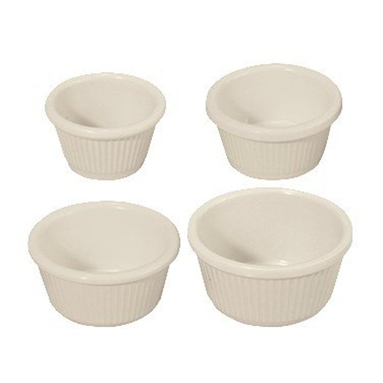RAMEKIN, FLUTED 1.5 OZ MELAMINE BLACK ROUND PLASTIC
