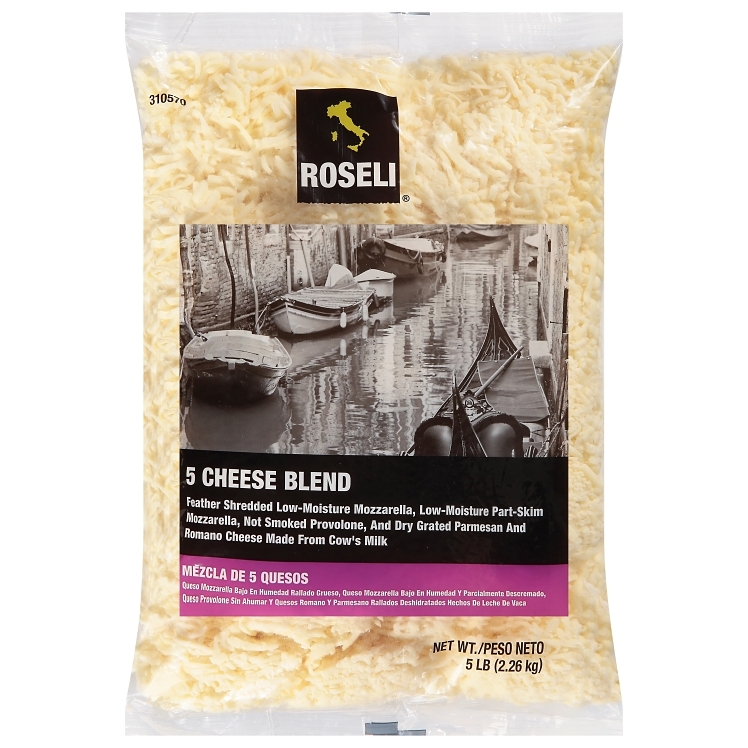 ROSELI MOZZARELLA PROVOLONE 5 BLEND CHEESE FEATHER SHREDDED