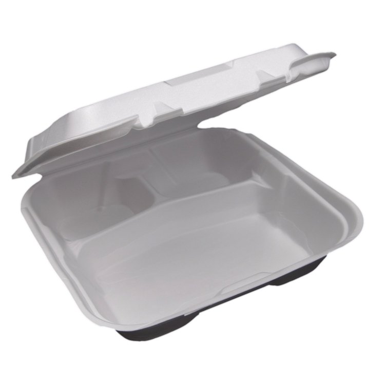 GENPAK LARGE 9X9 INCH FOAM CONTAINER 3 COMPARTMENT