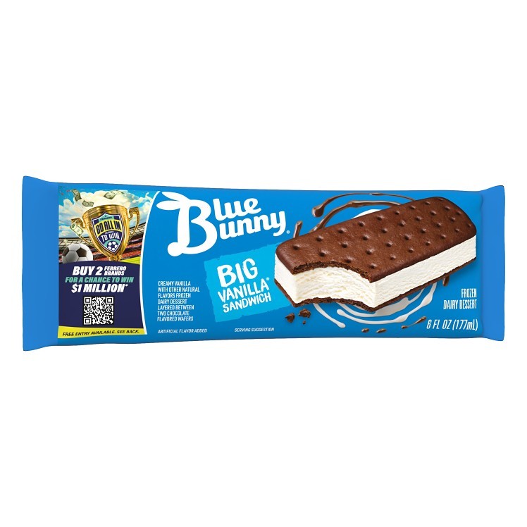 BLUE BUNNY ICE CREAM SANDWICH VANILLA