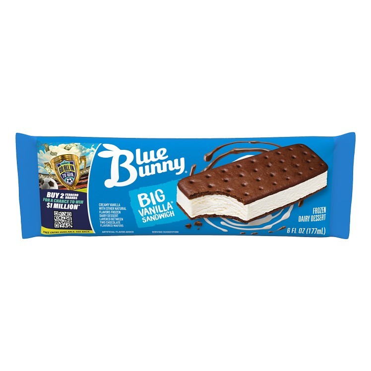 BLUE BUNNY ICE CREAM SANDWICH VANILLA