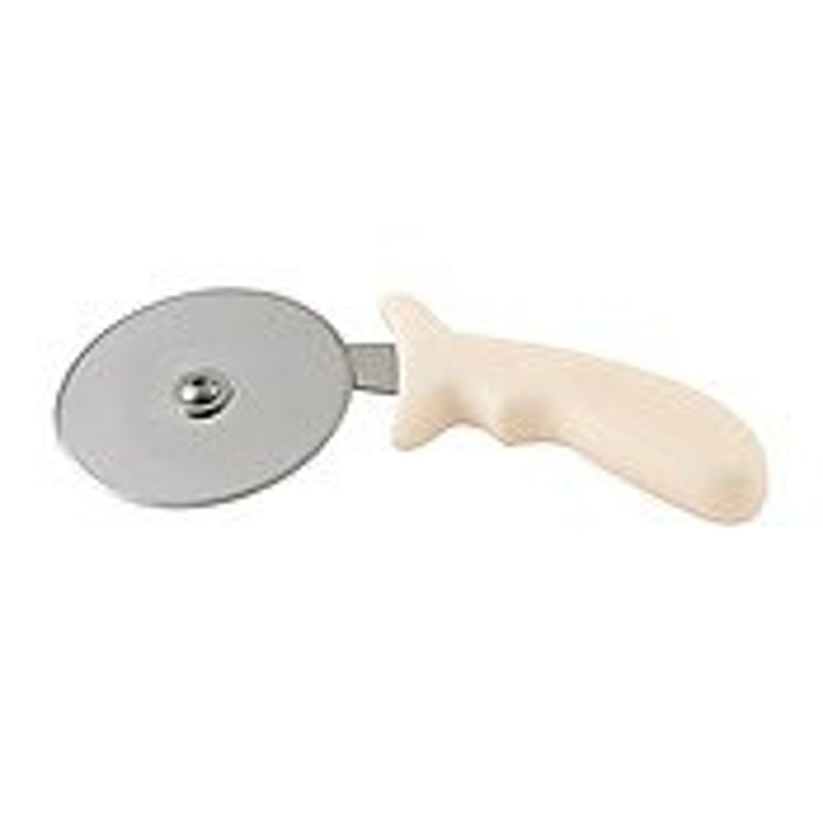 WINCO PIZZA CUTTER 2.5 INCH STAINLESS STEEL BLADE WHITE POLYPROPYLENE HANDLE