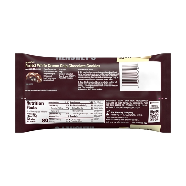 HERSHEY'S WHITE VANILLA CHOCOLATE CHIPS