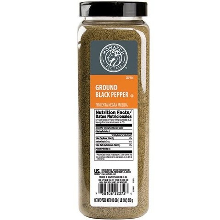 MONARCH SPICE PEPPER BLACK GROUND PLASTIC SHAKER