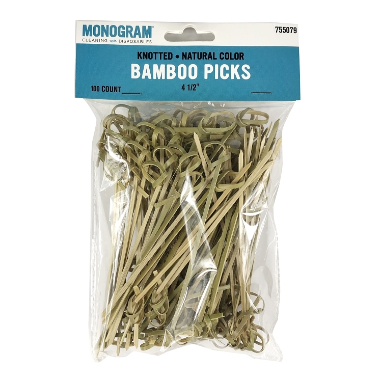 MONOGRAM PICK BAMBOO 4.5 INCH NATURAL KNOT