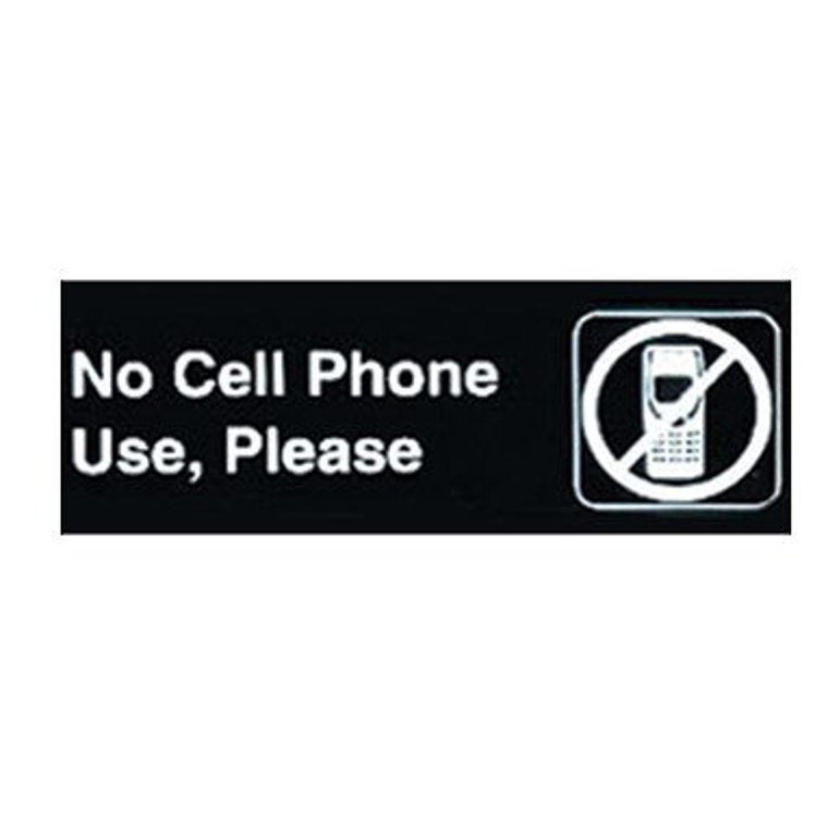 SIGN, NO CELL PHONE USE PLEASE 3X9 PLASTIC BLACK