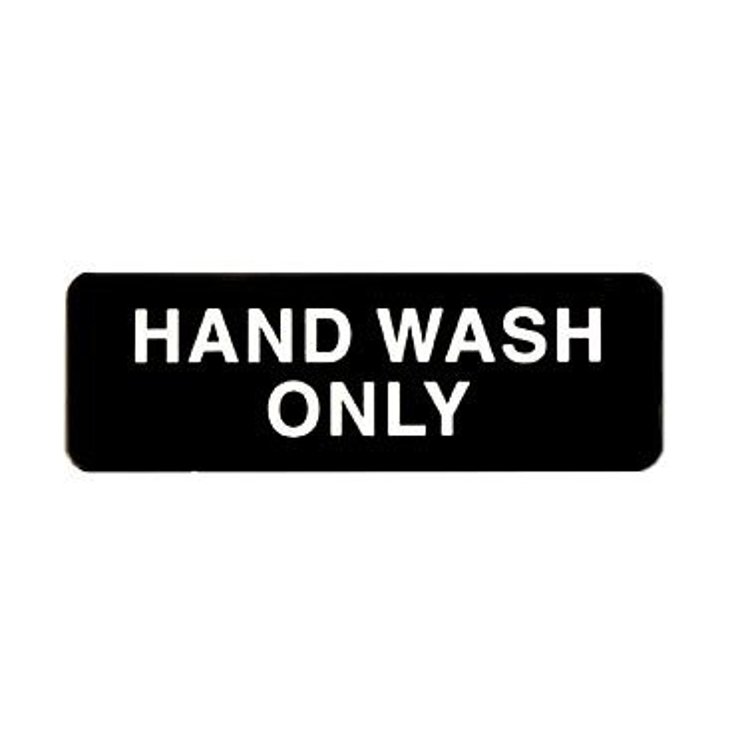 WINCO SIGN HAND WASH ONLY 3 X 9 PLASTIC BLACK
