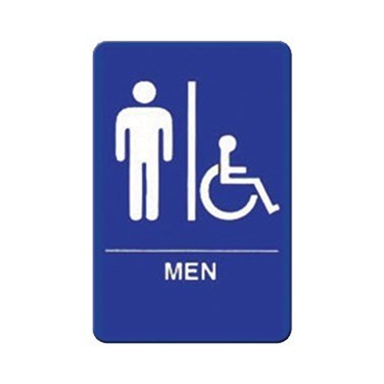 WINCO SIGN MEN ACCESSIBLE 6 X 9 PLASTIC BLUE