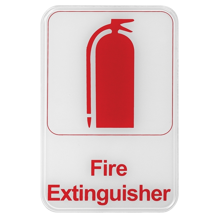 WINCO SIGN FIRE EXTINGUISHER 6X9 PLASTIC WHITE