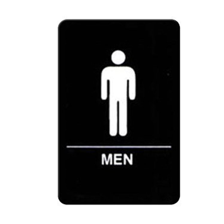 SIGN, MEN 6X9 BRAILLE PLASTIC BLACK