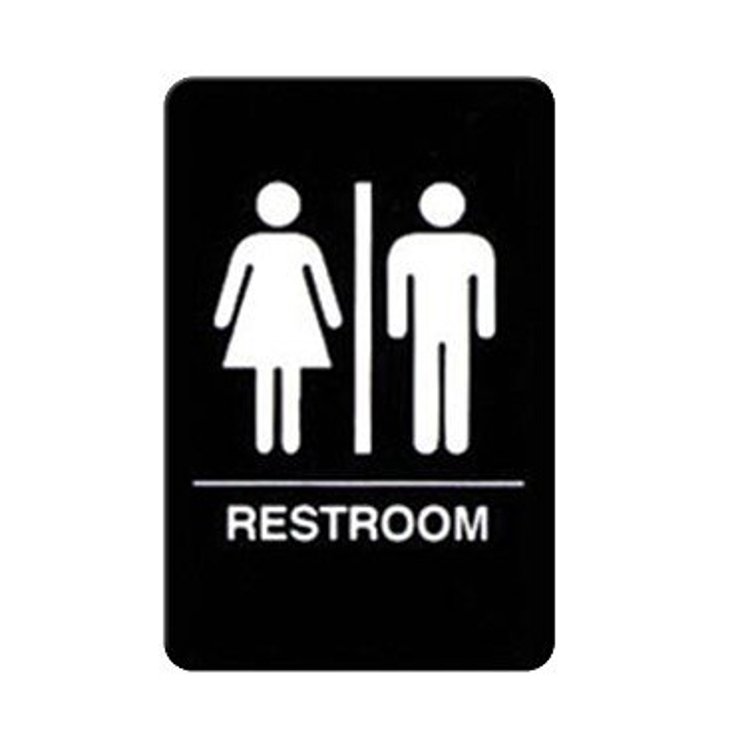 SIGN, RESTROOM 6X9 BRAILLE PLASTIC BLACK