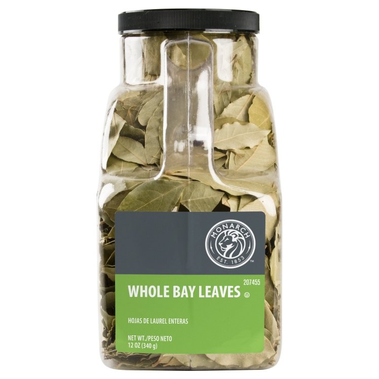 MONARCH DRIED WHOLE BAY LEAF PLASTIC JUG SHELF SEASONING
