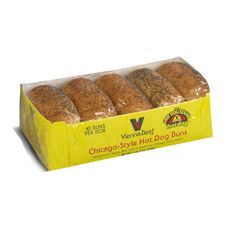 VIENNA BEEF HOT DOG BUN 5 INCHES POPPY SEED SLICED FROZEN