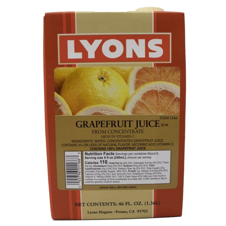 LYONS MAGNUS GRAPEFRUIT JUICE