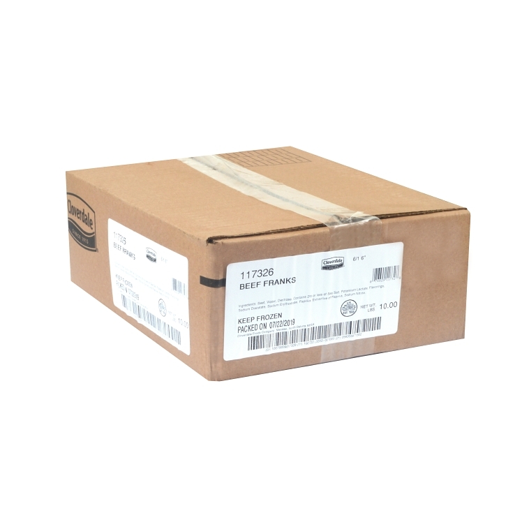 CLOVERDALE BEEF HOT DOGS 6 INCH FRANKS 6/1