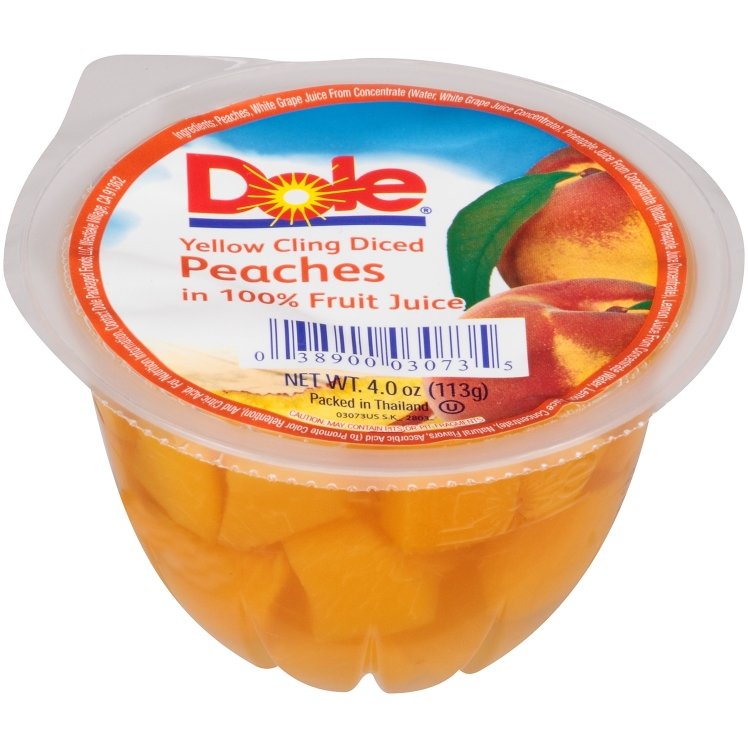 DOLE PACKAGED PEACH, DICED IN JUICE SINGLE SERVE PLASTIC CUP