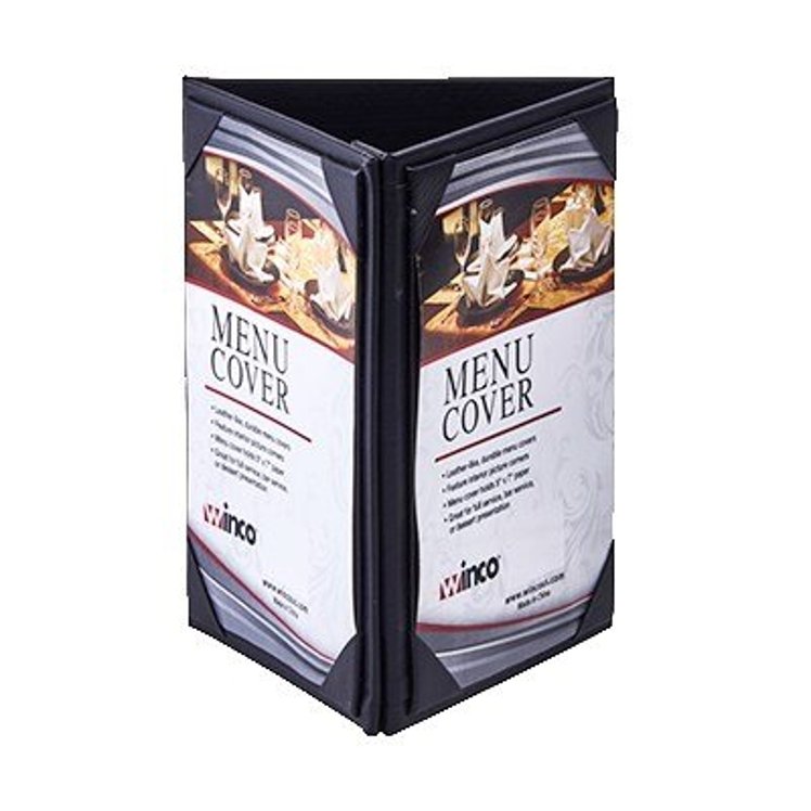 DISPLAY, TABLE TENT 5X7 LEATHERETTE TRIPLE VIEW MENU