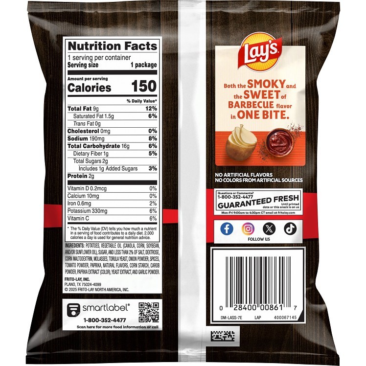 FRITO LAY POTATO CHIPS BBQ 1 OZ