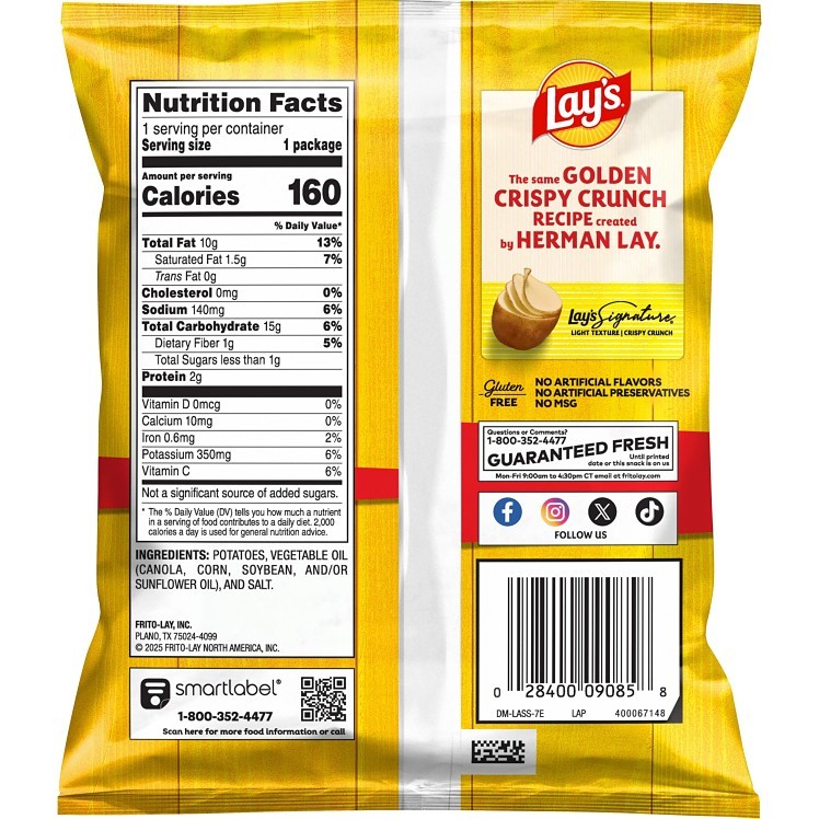 LAYS FRITO LAY CLASSIC POTATO CHIPS 1 OZ