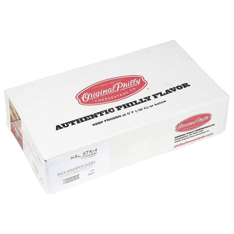 PHILADELPHIA CHEESESTEAK BEEF PHILLY FLAT SLICED RAW FROZEN 4 OZ